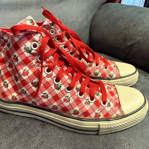 Converse ASO Luna Lovegood Strawberry Cherry Hi Top Sneakers - Picture 2 of 11